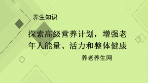 探索高级营养计划，增强老年人能量、活力和整体健康