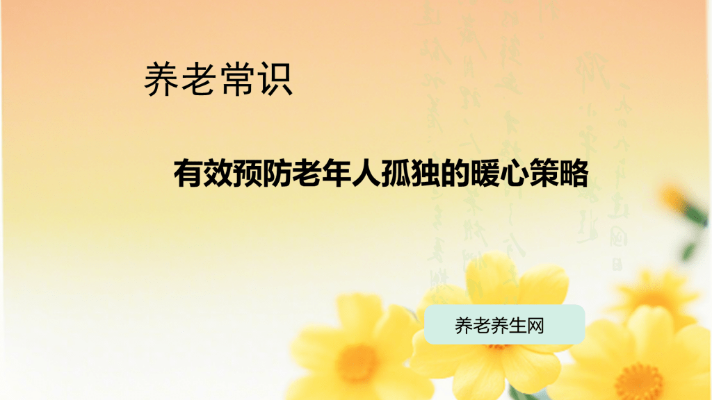有效预防老年人孤独的暖心策略