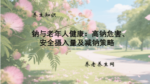 钠与老年人健康：高钠危害、安全摄入量及减钠策略